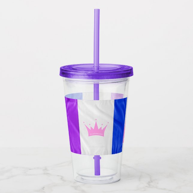 SlipperyJoe drag pride flag purple white blue Sequ Acrylic Tumbler (Front)