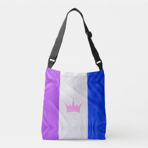 SlipperyJoe drag pride flag purple white blue Sequ Crossbody Bag