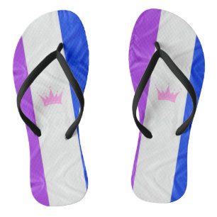 SlipperyJoe drag pride flag purple white blue Sequ Flip Flops