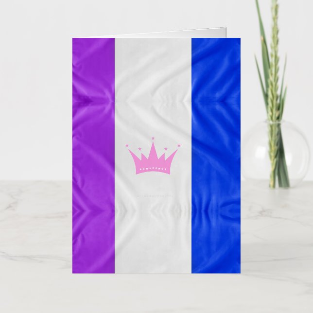 SlipperyJoe drag pride flag purple white blue Sequ Foil Greeting Card (Front)