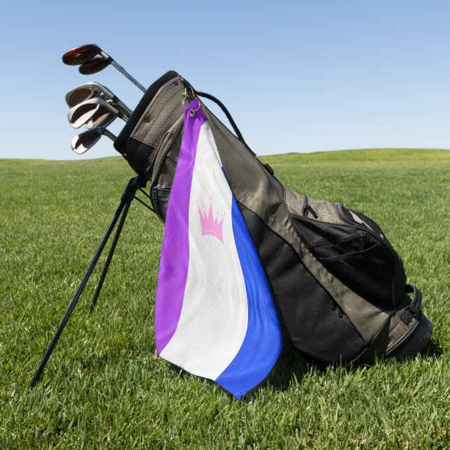 SlipperyJoe drag pride flag purple white blue Sequ Golf Towel (Green)
