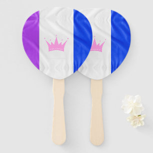 SlipperyJoe drag pride flag purple white blue Sequ Hand Fan