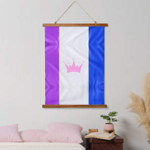 SlipperyJoe drag pride flag purple white blue Sequ Hanging Tapestry