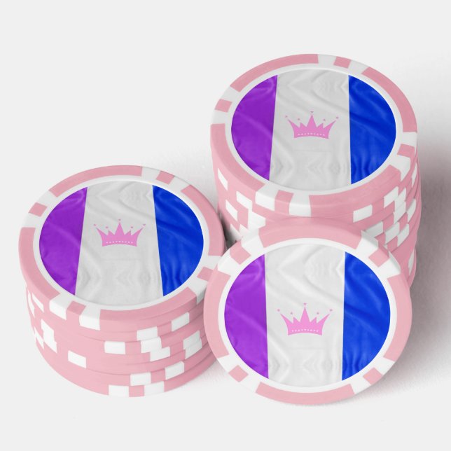 SlipperyJoe drag pride flag purple white blue Sequ Poker Chips (Stack)