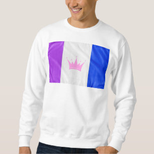 SlipperyJoe drag pride flag purple white blue Sequ Sweatshirt