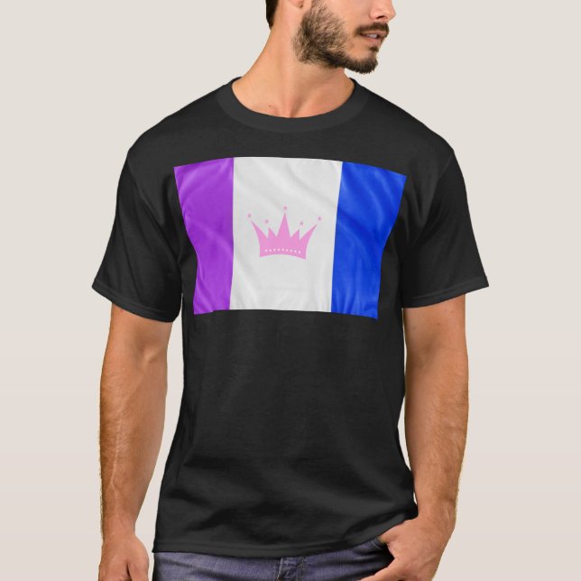 SlipperyJoe drag pride flag purple white blue Sequ T-Shirt (Front)