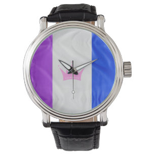 SlipperyJoe drag pride flag purple white blue Sequ Watch