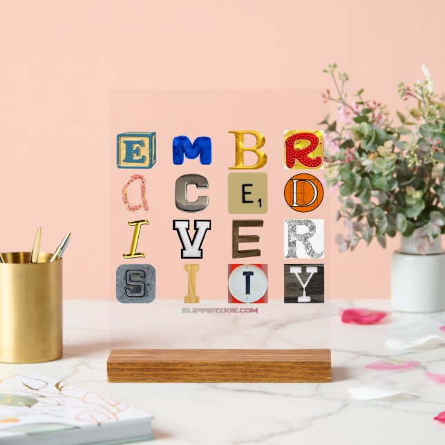 SlipperyJoe embrace diversity metaphor LGBTQIA glo Acrylic Sign (Wedding)