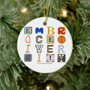 SlipperyJoe embrace diversity metaphor LGBTQIA glo Ceramic Tree Decoration