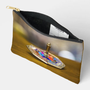 SlipperyJoe Hanukkah dreidel gift octagonal base b Accessory Pouch