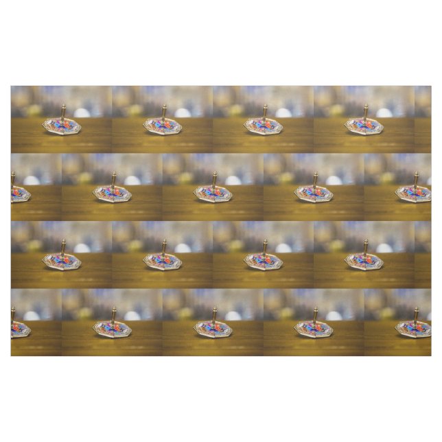 SlipperyJoe Hanukkah dreidel gift octagonal base b Fabric (Yard)