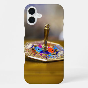 SlipperyJoe Hanukkah dreidel gift octagonal base b iPhone 16 Plus Case