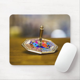 SlipperyJoe Hanukkah dreidel gift octagonal base b Mouse Mat