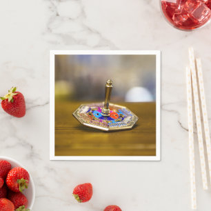 SlipperyJoe Hanukkah dreidel gift octagonal base b Napkin