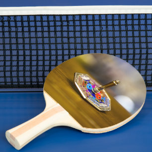 SlipperyJoe Hanukkah dreidel gift octagonal base b Ping Pong Paddle