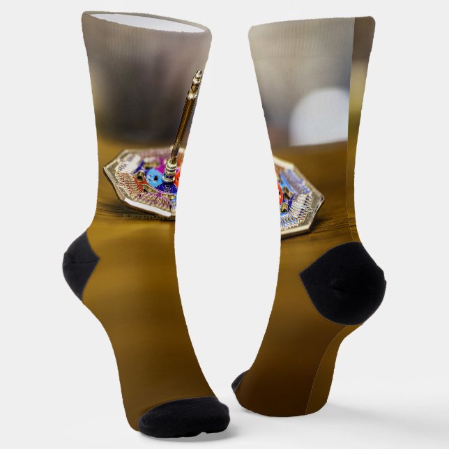 SlipperyJoe Hanukkah dreidel gift octagonal base b Socks (Angled)