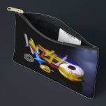 SlipperyJoe Hanukkah symbolic still life holiday e Accessory Pouch<br><div class="desc">SlipperyJoe Hanukkah symbolic still life holiday essence vibrant meaningful objects colorful slender pile menorah candles artistic red blue yellow and white sufganiyah doughnut classic jelly-filled commemorate miracle of the oil dreidels metallic gold glossy blue Hebrew great miracle happened there metallic pewter star of David medallion light resilience community themes spiritual...</div>