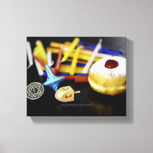 SlipperyJoe Hanukkah symbolic still life holiday e Canvas Print