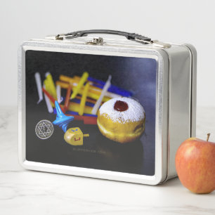 SlipperyJoe Hanukkah symbolic still life holiday e Metal Lunch Box