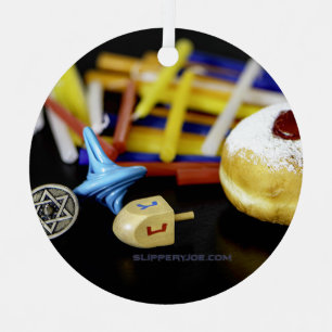 SlipperyJoe Hanukkah symbolic still life holiday e Metal Tree Decoration