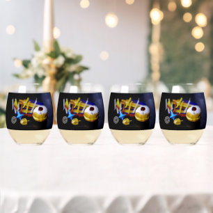 SlipperyJoe Hanukkah symbolic still life holiday e Stemless Wine Glass