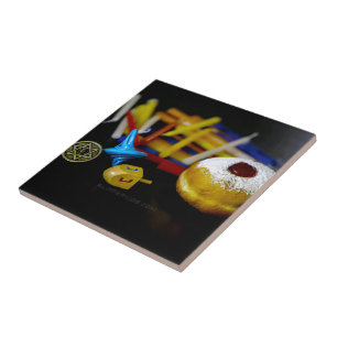 SlipperyJoe Hanukkah symbolic still life holiday e Tile