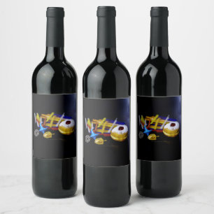 SlipperyJoe Hanukkah symbolic still life holiday e Wine Label