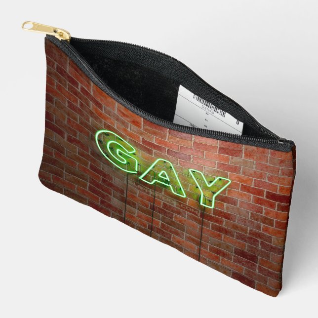 SlipperyJoe illuminated gay neon sign bright vivid Accessory Pouch (Open)