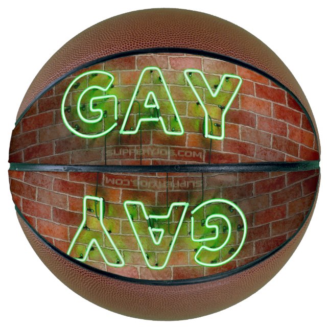 SlipperyJoe illuminated gay neon sign bright vivid Basketball (Front)