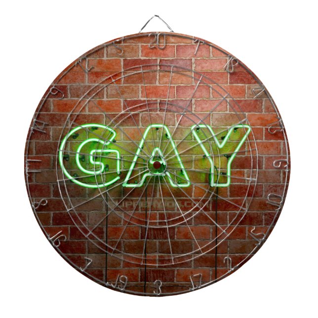 SlipperyJoe illuminated gay neon sign bright vivid Dartboard (Front)