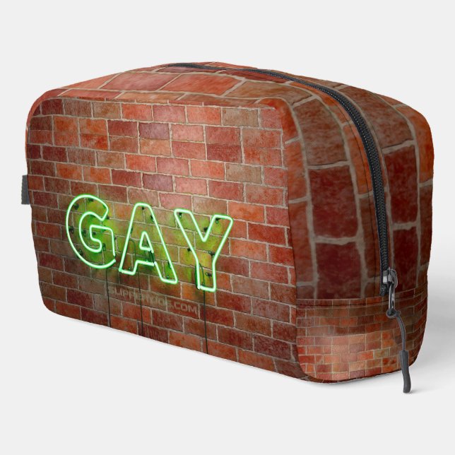 SlipperyJoe illuminated gay neon sign bright vivid Dopp Kit (Right Corner)