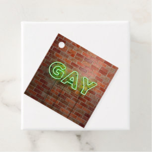 SlipperyJoe illuminated gay neon sign bright vivid Favour Tags