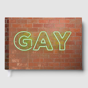 SlipperyJoe illuminated gay neon sign bright vivid Guest Book