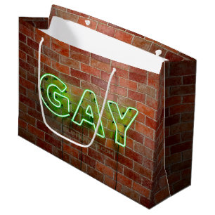 SlipperyJoe illuminated gay neon sign bright vivid Large Gift Bag