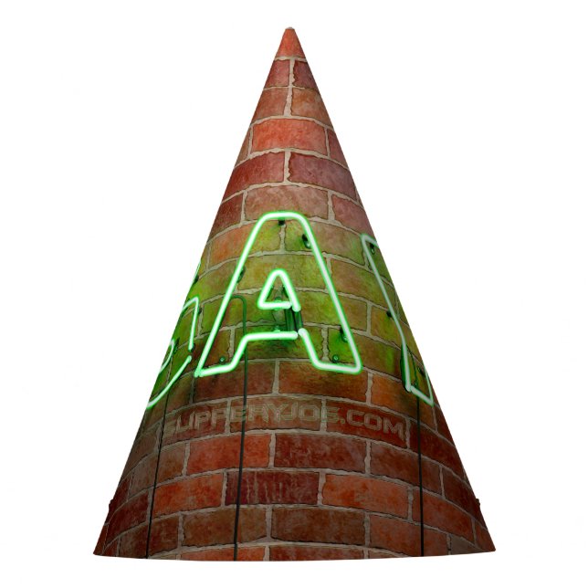 SlipperyJoe illuminated gay neon sign bright vivid Party Hat (Front)