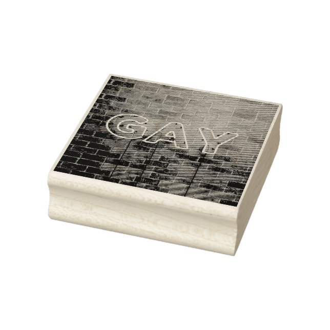 SlipperyJoe illuminated gay neon sign bright vivid Rubber Stamp (Stamp)