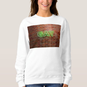 SlipperyJoe illuminated gay neon sign bright vivid Sweatshirt