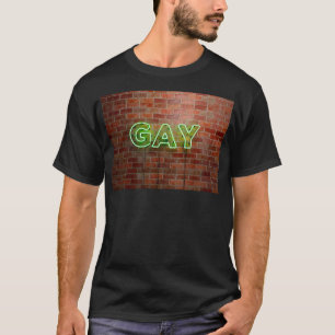 SlipperyJoe illuminated gay neon sign bright vivid T-Shirt