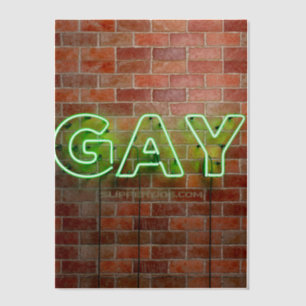 SlipperyJoe illuminated gay neon sign bright vivid Vellum Invitations