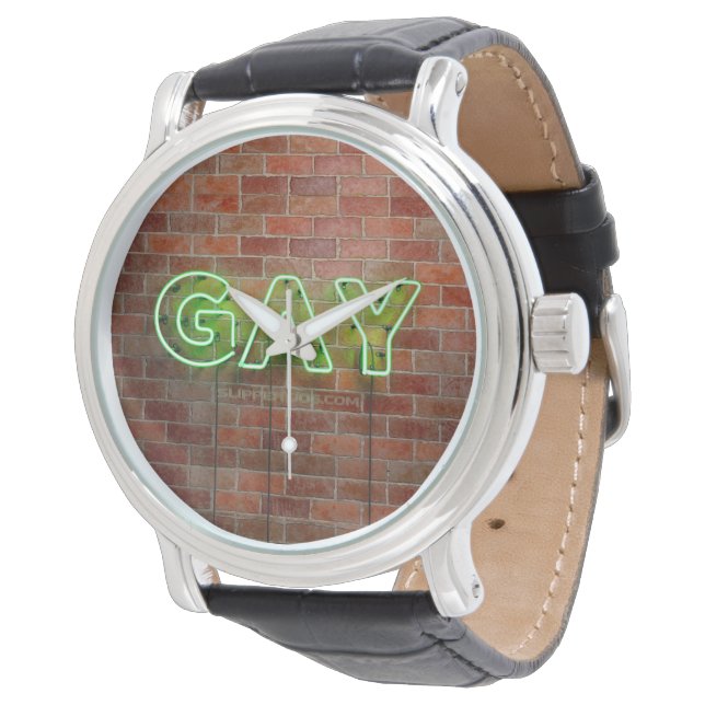 SlipperyJoe illuminated gay neon sign bright vivid Watch (Angled)