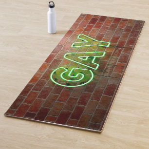 SlipperyJoe illuminated gay neon sign bright vivid Yoga Mat