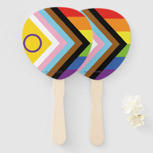 SlipperyJoe Intersex Progress Pride Flag rainbow s Hand Fan