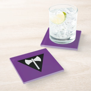 SlipperyJoe lesbian pride flag powerful gay femini Glass Coaster