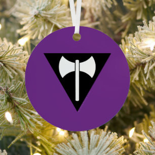 SlipperyJoe lesbian pride flag powerful gay femini Metal Tree Decoration