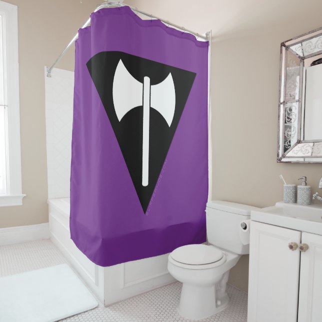 SlipperyJoe lesbian pride flag powerful gay femini Shower Curtain (In Situ)