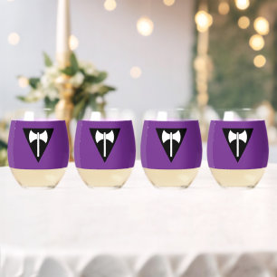 SlipperyJoe lesbian pride flag powerful gay femini Stemless Wine Glass