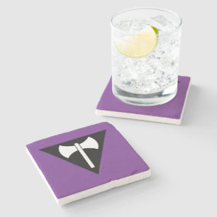 SlipperyJoe lesbian pride flag powerful gay femini Stone Coaster