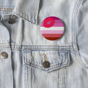 SlipperyJoe lipstick lesbian pride flag feminine c 6 Cm Round Badge