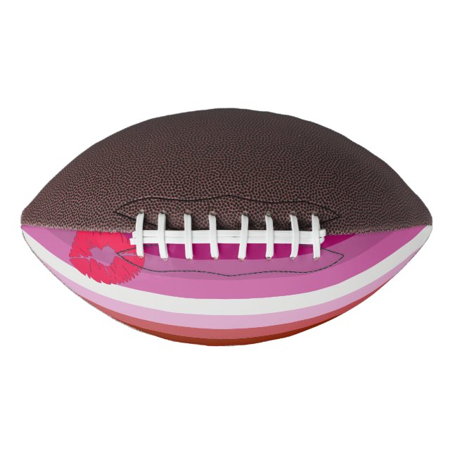 SlipperyJoe lipstick lesbian pride flag feminine c American Football (Front)