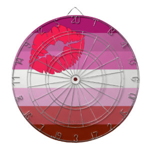 SlipperyJoe lipstick lesbian pride flag feminine c Dartboard